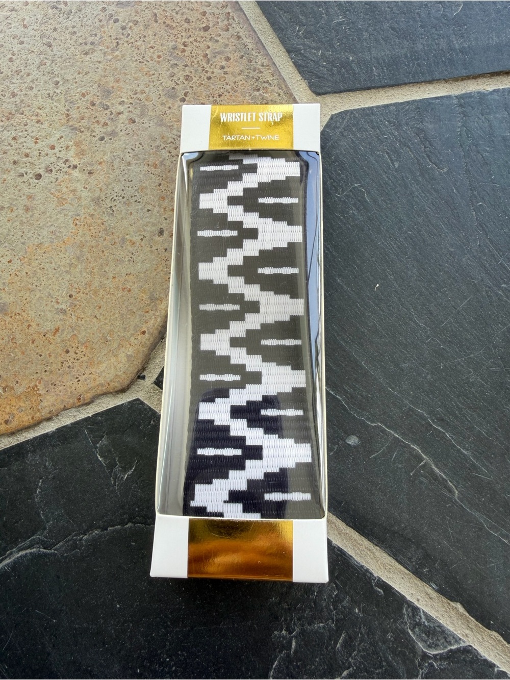 Tartan + Twine Black & White Zigzag Wristlet Strap — Bold Graphic Pattern
